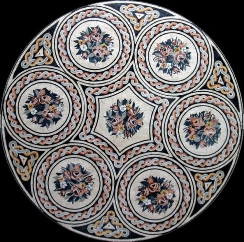 Marble Mosaic Medallion - Mosaic art medallion by marblepk.com mpk m 576 605x600