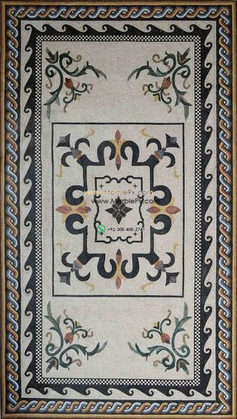 Marble Mosaic Rug - Mosaic art rug by marblepk.com mpk rug 322